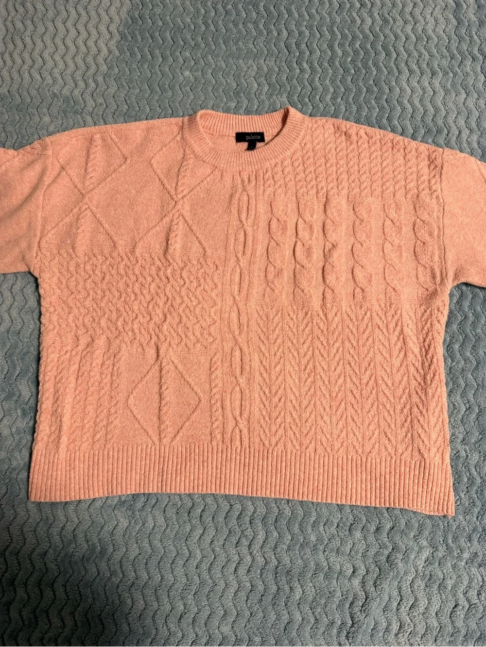 Women’s Cable Knit Crewneck Sweater - Peach